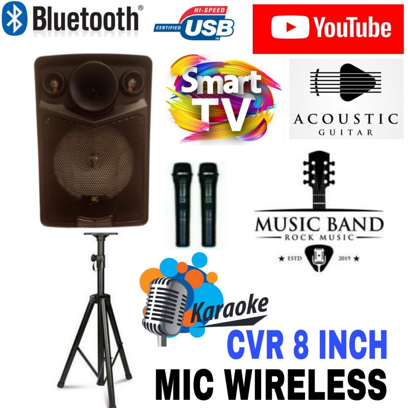 SPEAKER TROLLEY PORTABLE BLUETOOTH CVR 8 INCH BLUETOOTH