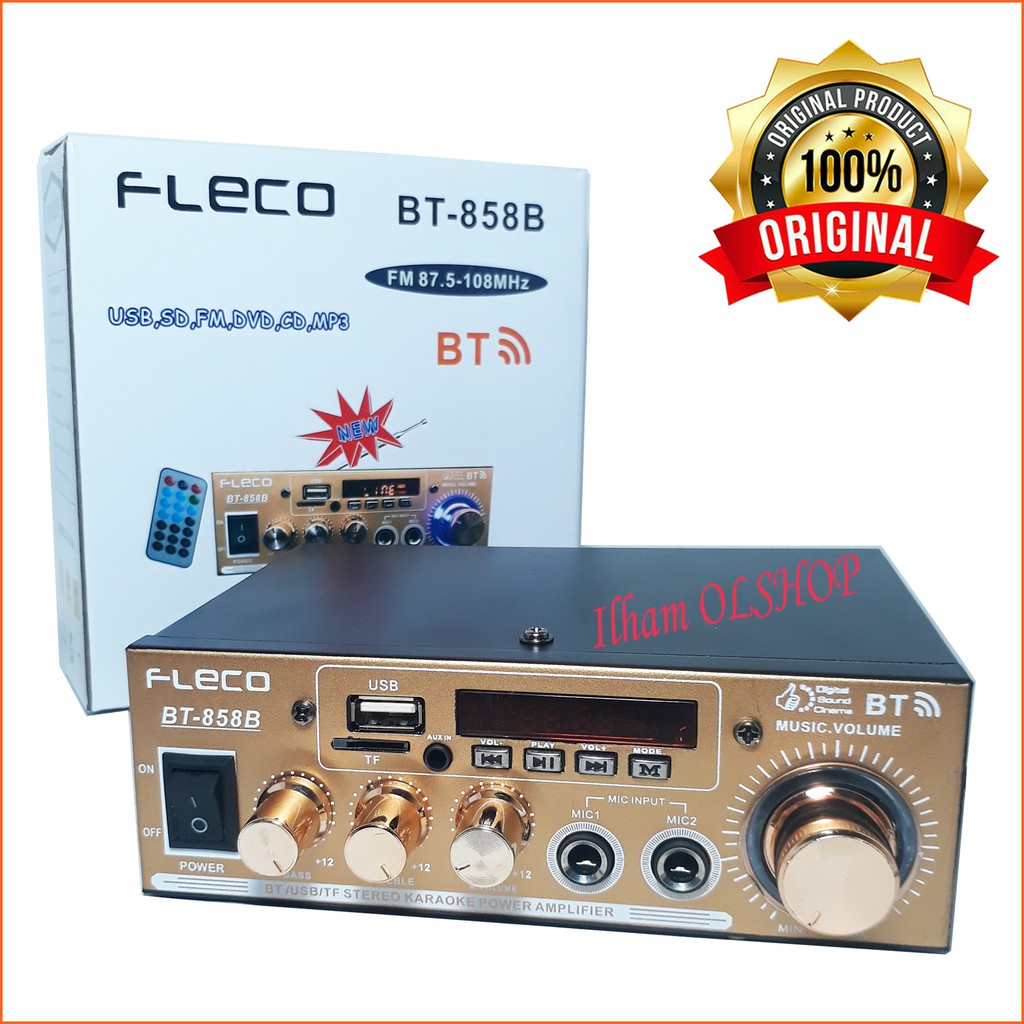 Fleco Amplifier Bluetooth Mini BT-858B Stereo Karaoke