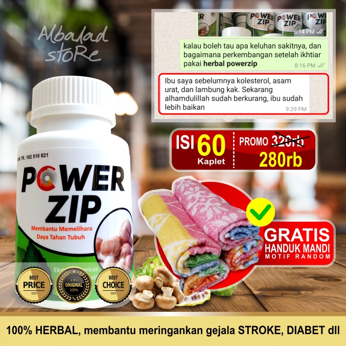 POWER ZIP/POWERZIP/POWER ZIP 60 KAPLET/HERBAL KEBUGARAN/HERBAL GULA DARAH/OBAT DIABETES/OBAT JANTUNG
