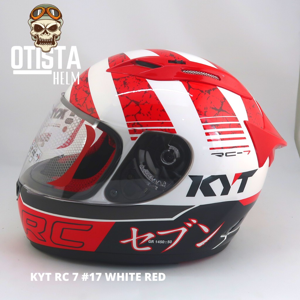 Helm Full Face Kyt Rc7 Rc-7 Rc Seven #17 White Red Putih Merah Corak