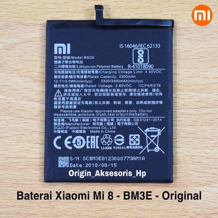 Baterai Xiaomi Mi 8 Mi8 BM3E Original Batre Hp Xiaomi BM