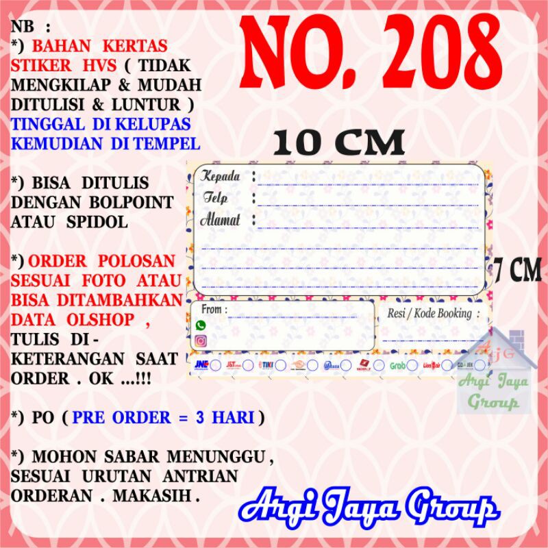 

Stiker HVS - Stiker Pengiriman - Sticker Alamat Olshop Murah Nomer 208-10x7cm