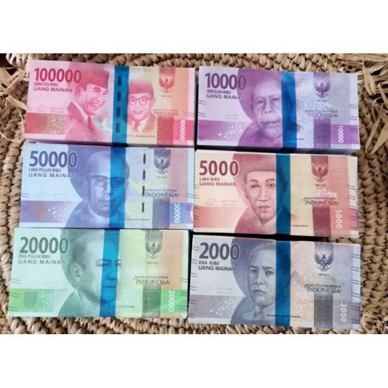 10 LEMBAR UANG MAINAN MIRIP ASLI/UANG MAHAR BAHAN GLOSSY/MAINAN EDUKASI ANAK UANG MAINAN