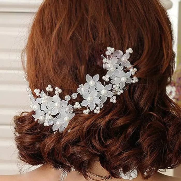 Perhiasan Rambut Pengantin Bunga Faux Pin Clip U-Shape