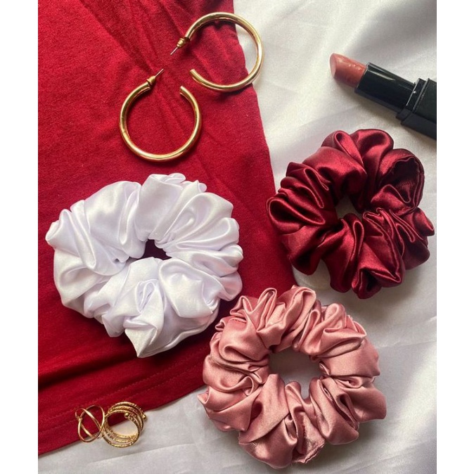 Scrunchie Ikat Rambut Satin Glossy