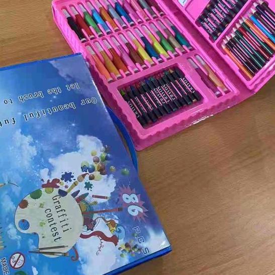 

➻ Stationery Set pensil crayon anak isi 86 pcs Import. - Biru ◘