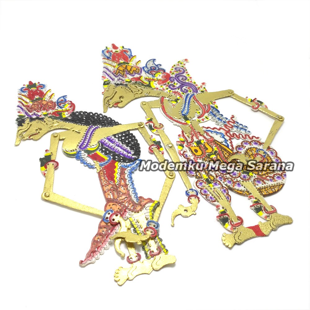 Wayang Kulit Mini Super Halus 20 Cm Tanpa Gagang - Rama Shinta Mahar - Motif Original