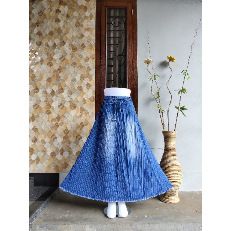 Rok Jeans Plisket Dewasa