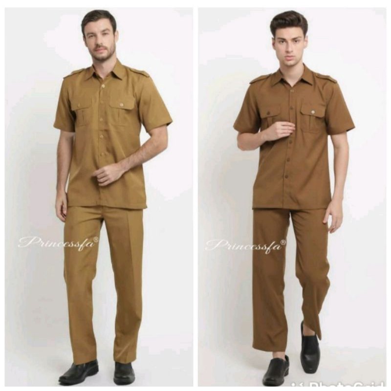 Seragam Princessfa / Seragam Safari / Seragam Safari Pria / Seragam Safari Laki - Laki / Seragam Pemda Pria / Seragam PNS / Seragam Khaki muda / Seragam Guru Pria / Baju PNS Pria / Baju ASN Pria / Pemda Tua / Pemda tua Pria