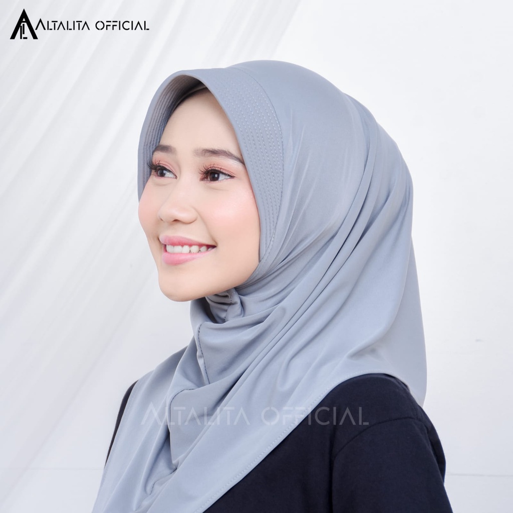 Altalita - Hijab Bergo Sporty Instan pet Bahan Jersey Spandek Premium Polos Cocok Untuk Sekolah Olahraga dan Sehari-Hari