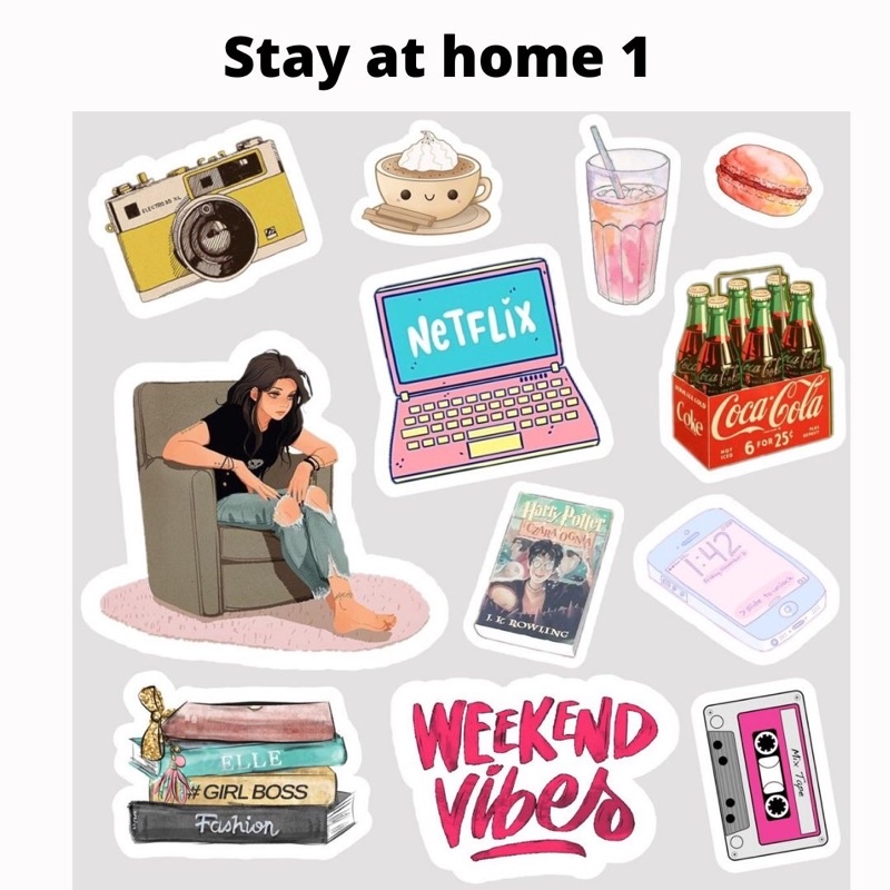 Sticker Stay At Home Sticker HP Stiker Laptop Aesthetic Tumblr Murah