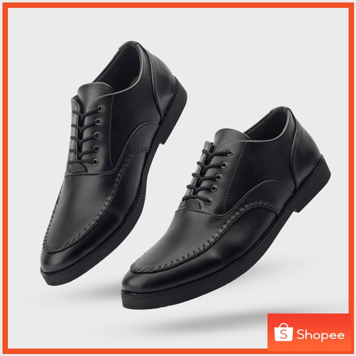 Bolton Black - Sepatu Formal Pria Pantofel Pantopel Pantofel Kasual Kulit Tali Kerja Kuliah Kantor