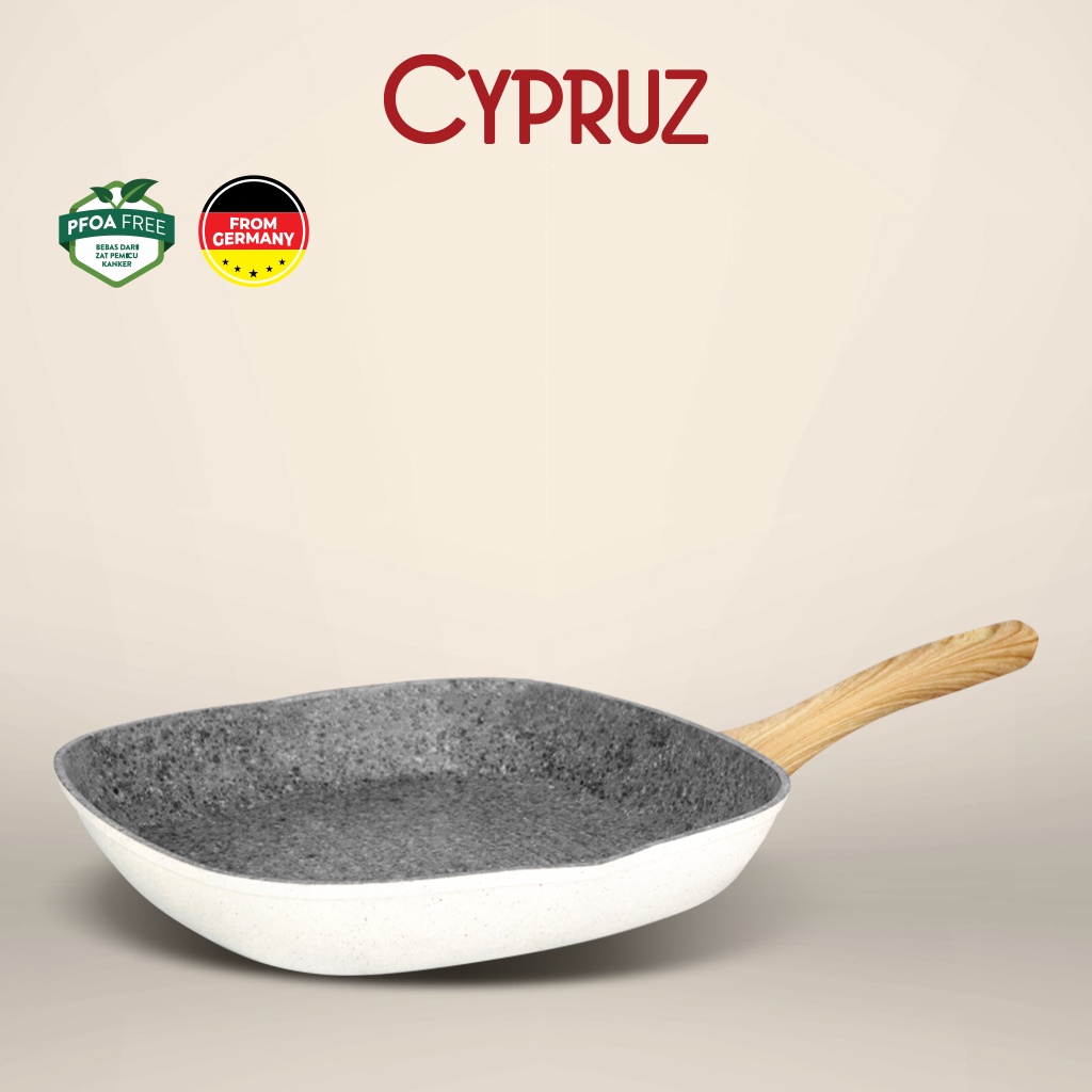 Cypruz White Granite Grill Pan / Panggangan Tebal Anti Lengket