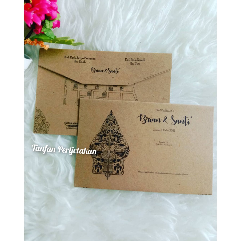 FREE DILIPAT Undangan pernikahan design bisa request murah kraft banyak bonus simpel wayang adat jaw