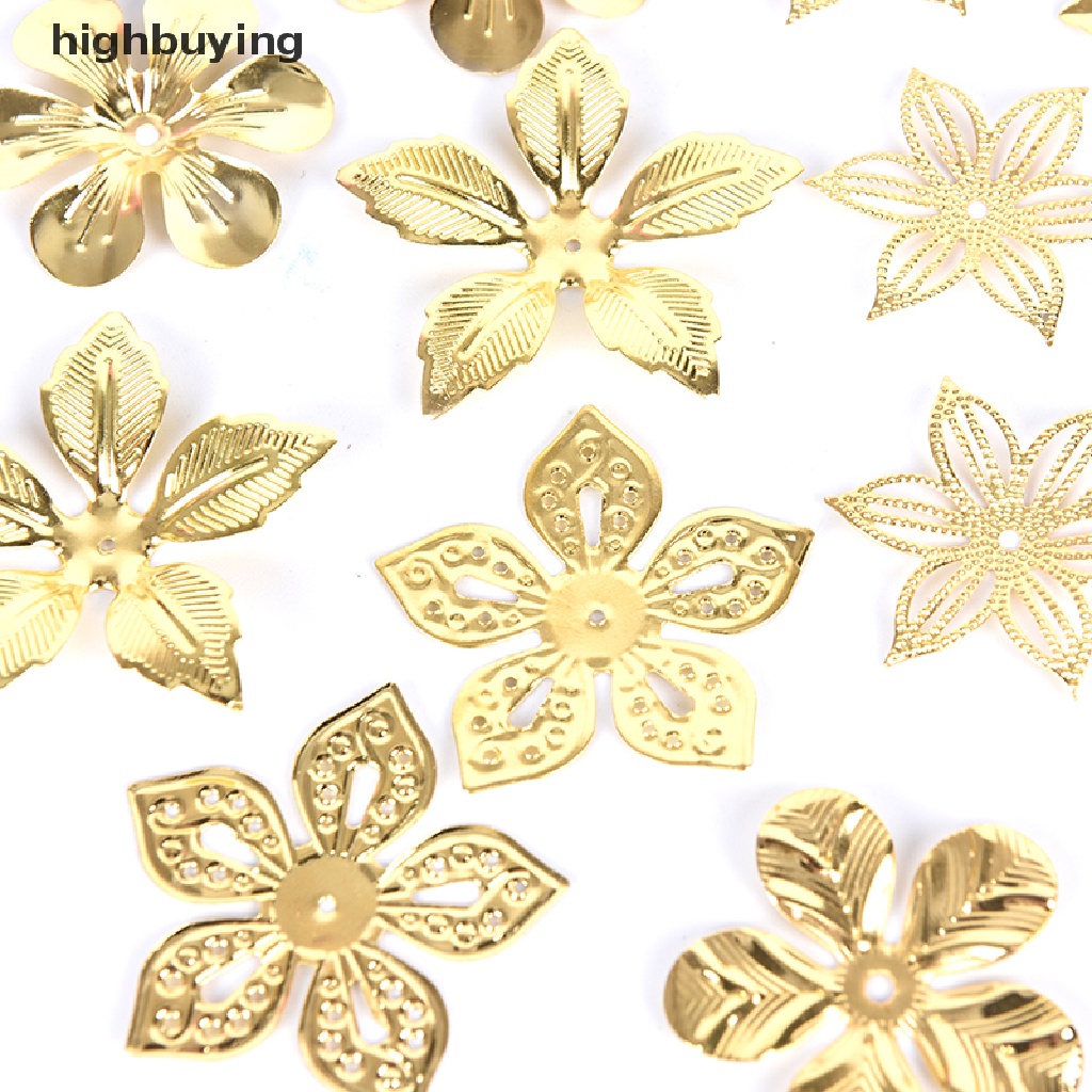 Hbid 50Pcs / Set Charm Metal Bentuk Bunga Gaya Vintage Untuk DIY Perhiasan / Craft