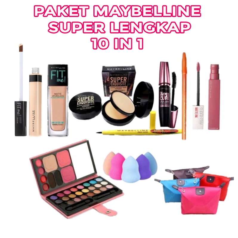 Paket Kosmetik Maybelline Fit Me Lengkap 10 in1-Paket Kosmetik Maybelline set Lengkap
