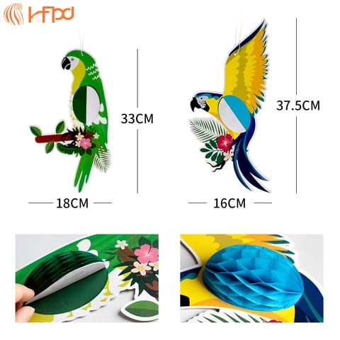 Honeycomb burung parrot 25 cm  - sarang madu parrot 25cm - honeycomb kertas krep - lampion kertas warna - lampion bulat