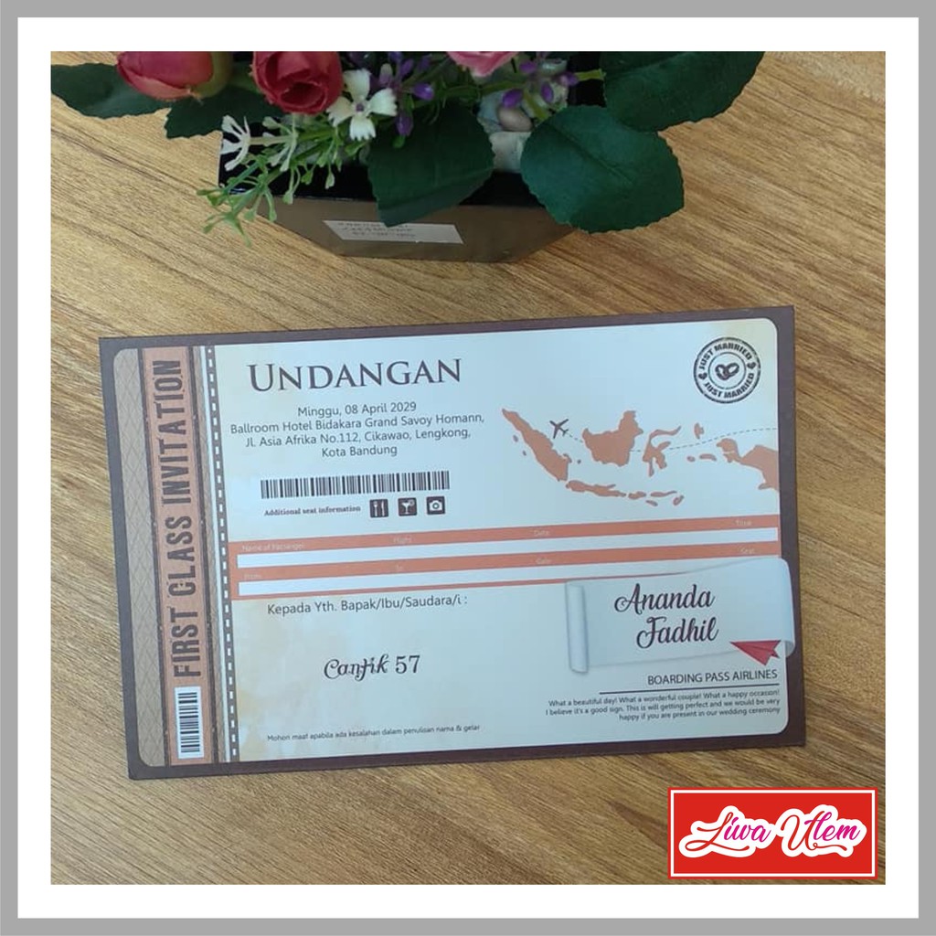 Undangan Nikah Unik Model Boarding Pass Kekinian