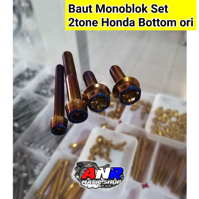 Baut Probolt Set Monoblok Twotone Gold Blue Chrome Bottom Ori Dan Rt Stage Mio Beat Scoopy Vario dll