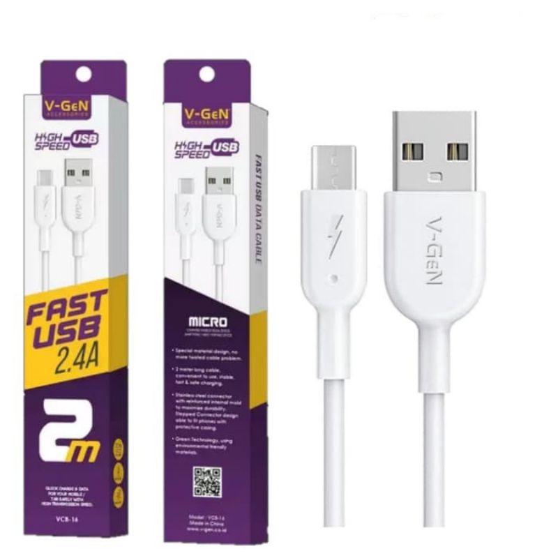 Kabel Data V-GEN VCB-16 2m Micro USB Fast Charging