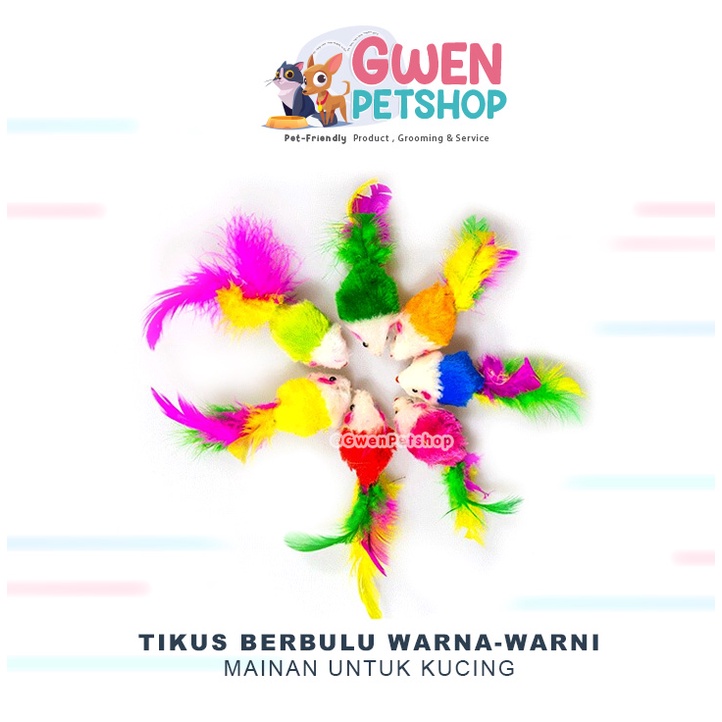 Mainan Kucing - Tikus Warna WarnI