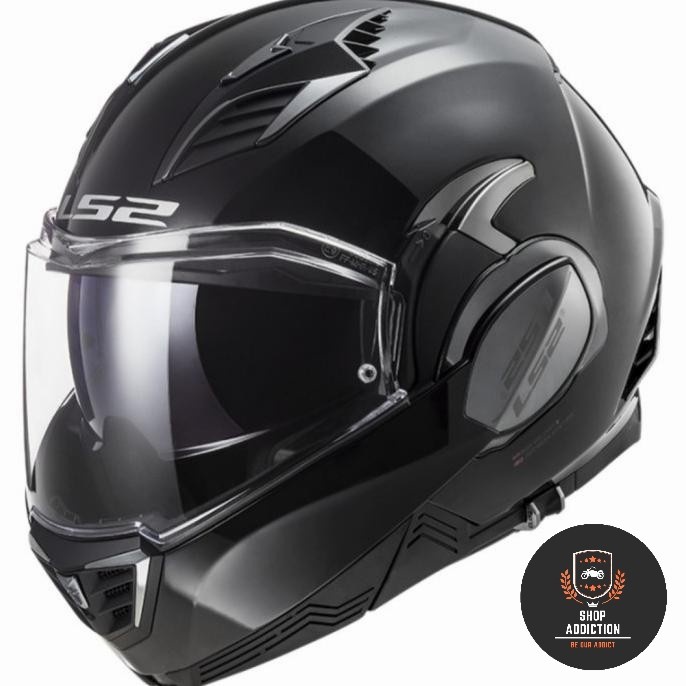 LS2 FF900 VARIANT II SOLID BLACK GLOSS | HELM MODULAR | ORIGINAL | SNI