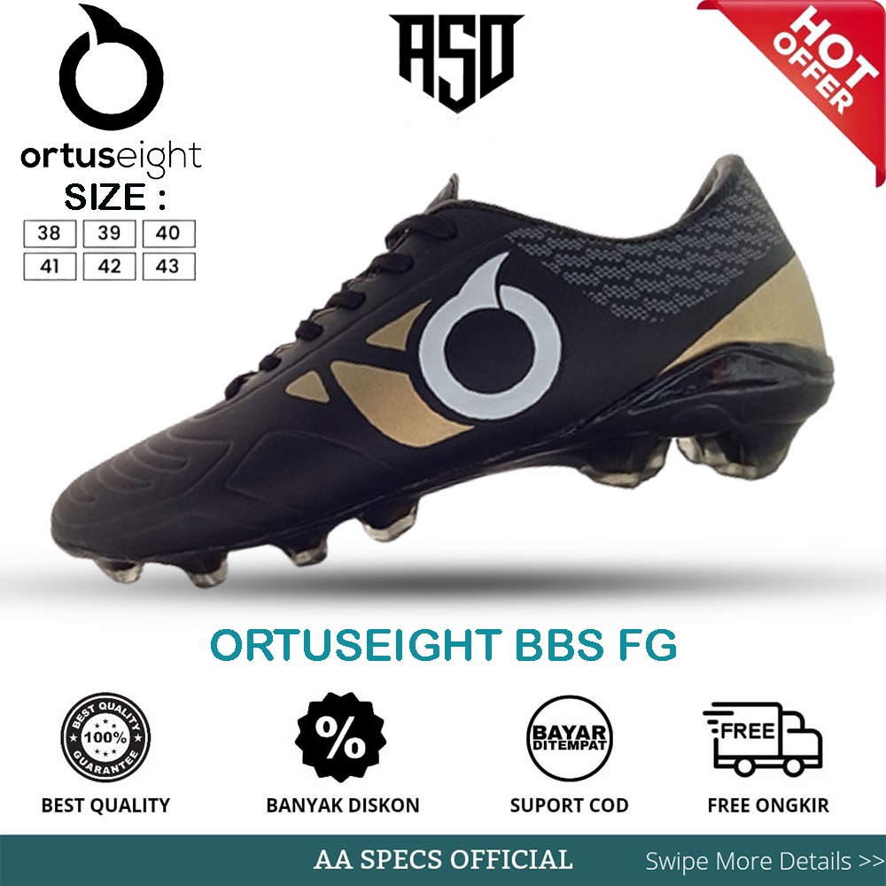 Sepatu Bola Ortuseight BBS FG 3.0 Crusher Jogosala Hitam Gold Komponen Original 100% Terlaris