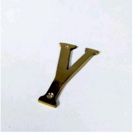 Huruf angka rumah bahan kuningan emas tinggi 10 cm huruf Y