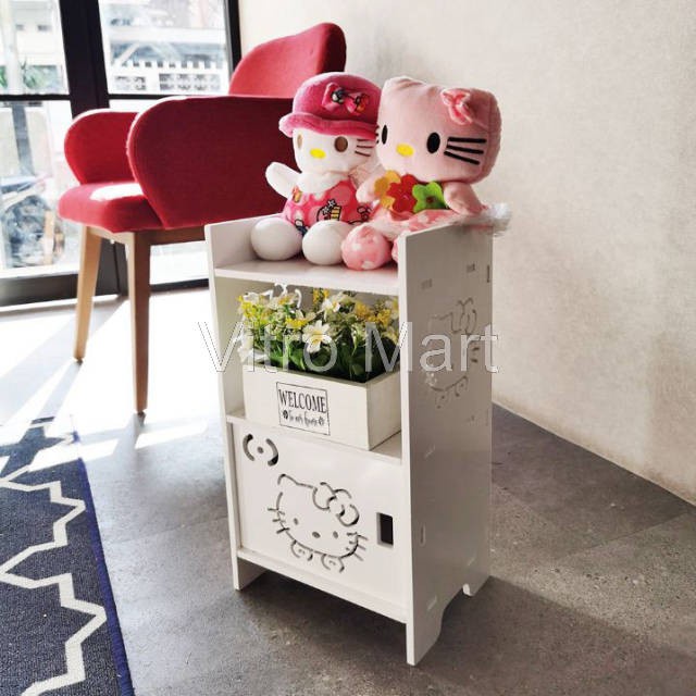 Vitro Mart - Lemari Plastik Rak serbaguna rak buku portable multifungsi sepatu Meja Hellokitty