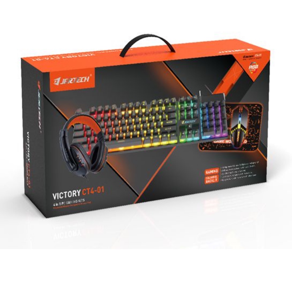 Paket 1 Set Keyboard Headset Mouse Gaming CT4-01 Lampu LED RGB Support All Windows -XOBOX