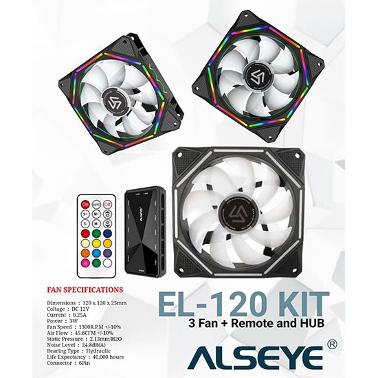 FAN CASING ALSEYE RGB SET EL 120 KIT (3FAN+CONTR)