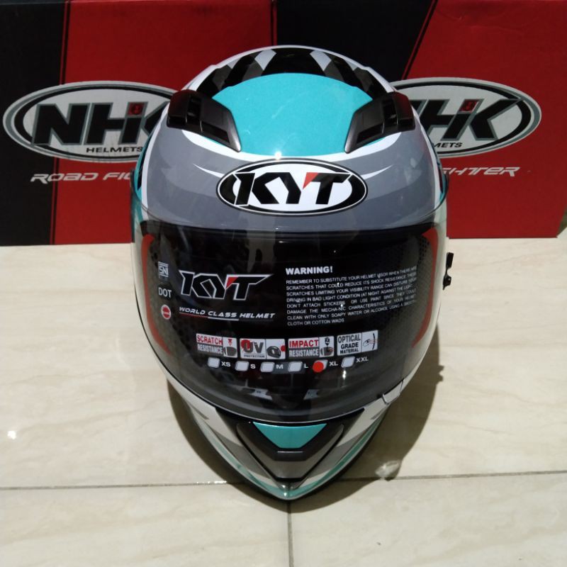 COD Helm KYT Falcon 2 Black Aqua Blue Black Red Doff Original-4