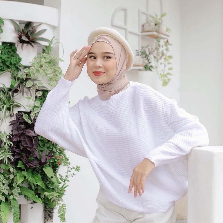 LASPERAL BETWING real pict/Baju rajut kalong jumbo virall/ Rajut berkualitas, Produk Original-Putih