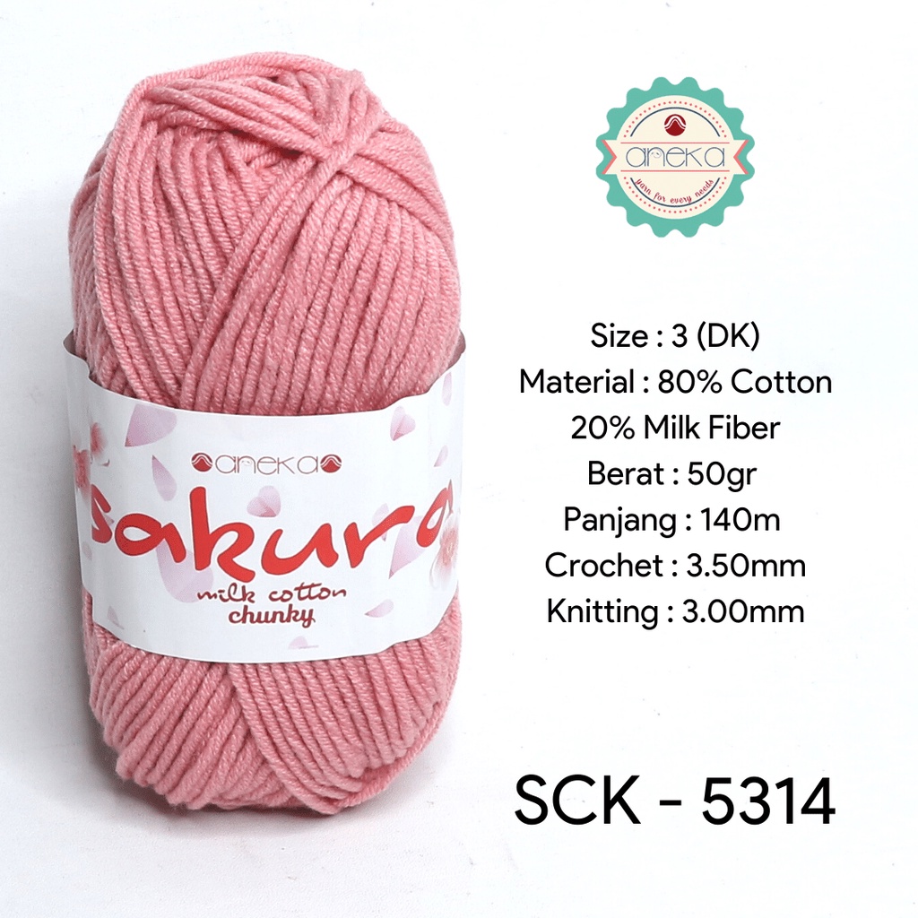 Benang Rajut Katun Susu Sakura Milk Cotton Chunky - 5314