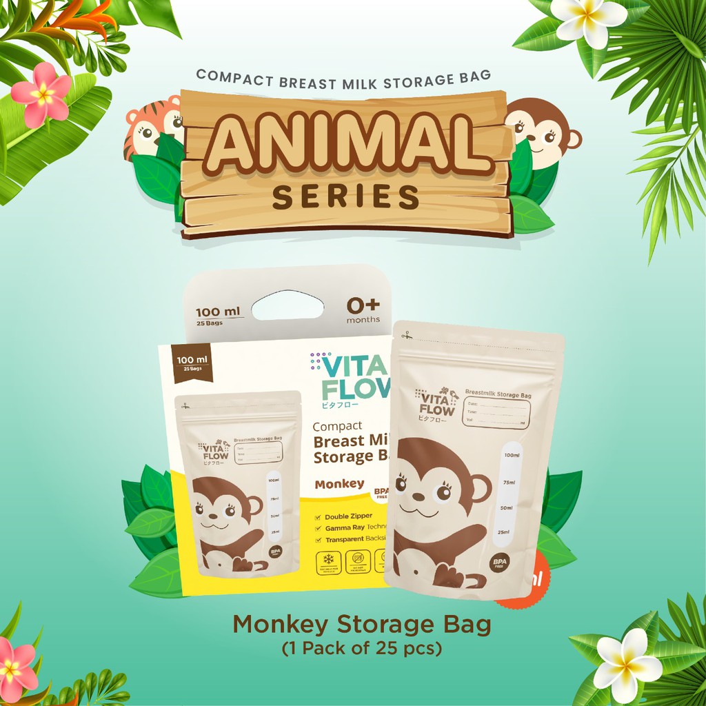 Vitaflow Kantong ASI Animal Series 100 ml - Breastmilk Storage 100ml