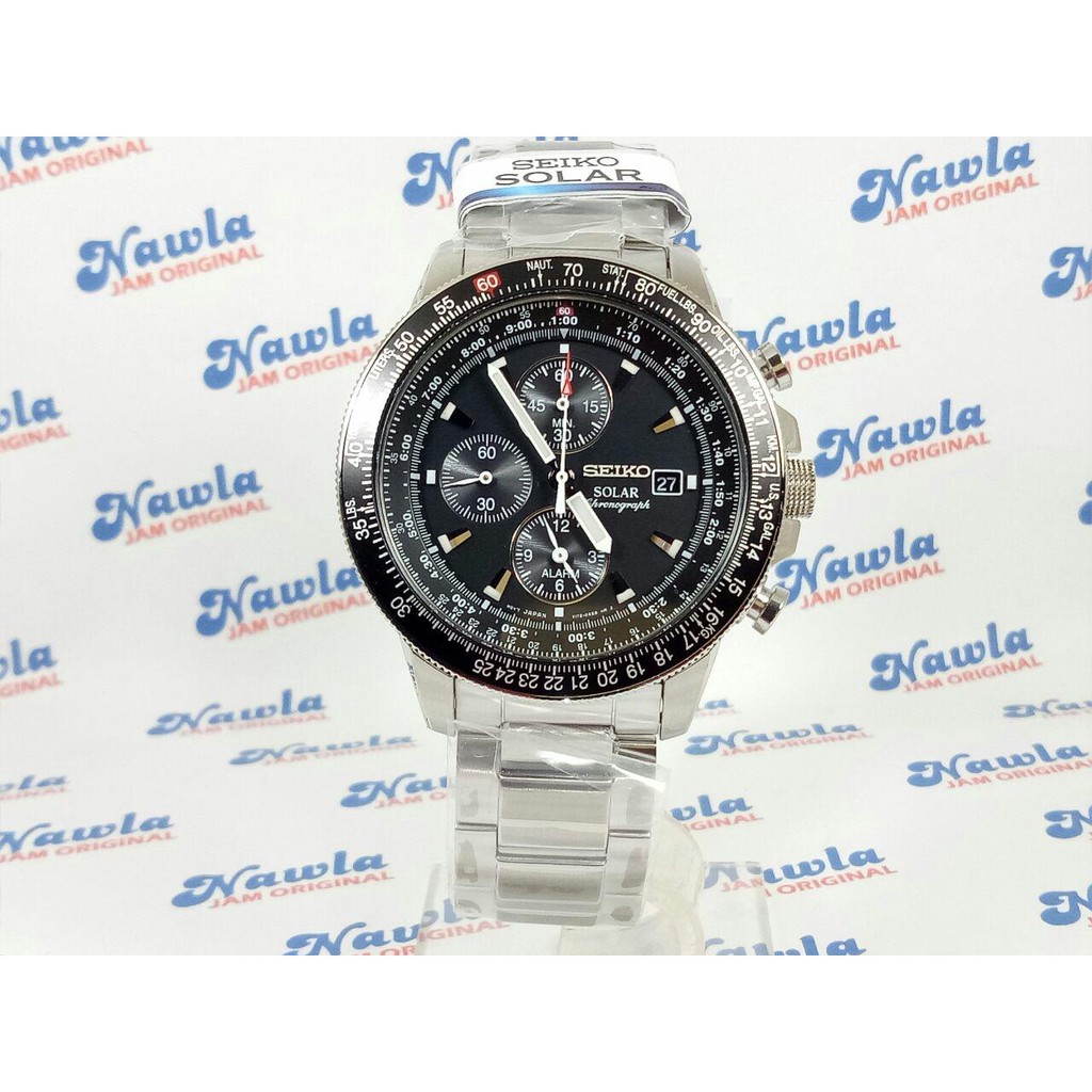 Seiko Solar SSC009P1 Chronograph Black Dial | Jam Pria SSC009