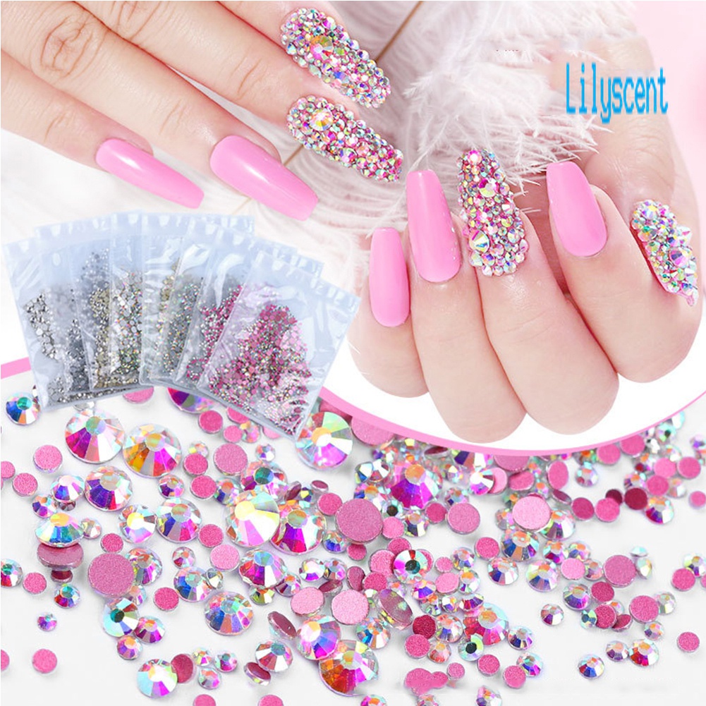 Lily 1440Pcs Manik-Manik Glitter Berlian Imitasi 3D Untuk Dekorasi Nail Art / Manicure DIY