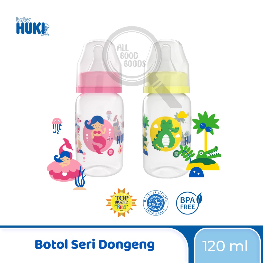 [DB] Huki Baby Botol Susu Bayi Dot Regular Seri Dongeng 120 / 240ml - Nipple Bulat 120ml / 240 ml