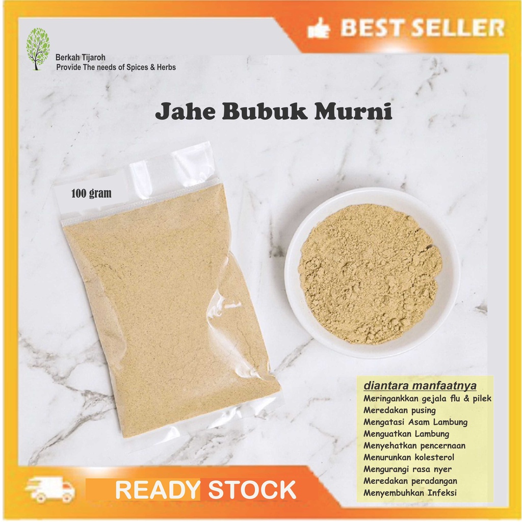 

Jahe Bubuk Murni Asli Tanpa Campuran Gula / Ginger Powder Original Wedang Rempah
