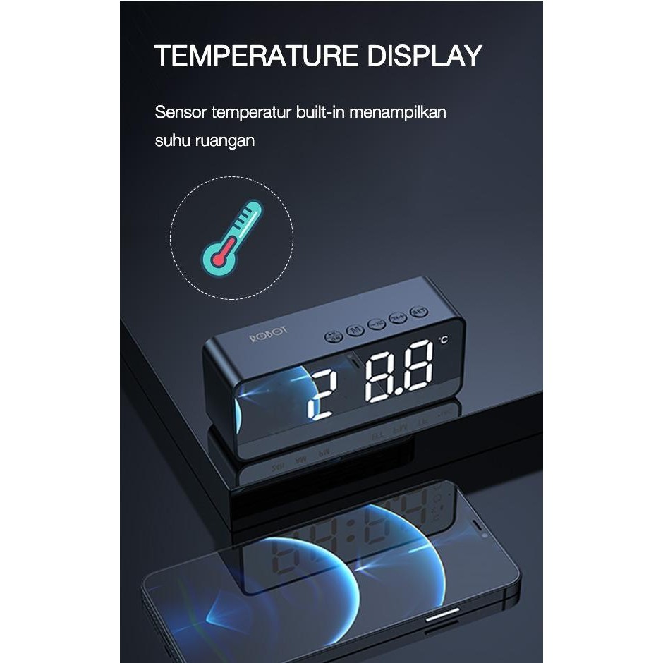 NA - Speaker Bluetooth Robot Digital Clock Alarm - Radio - Aux rb150