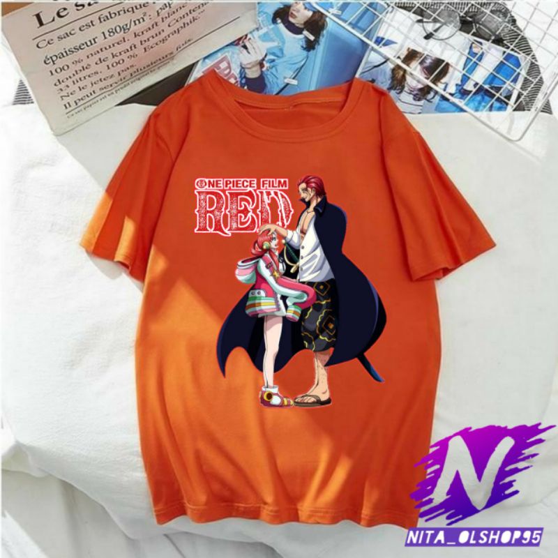 kaos anak film red baju one piece akagami dan uta