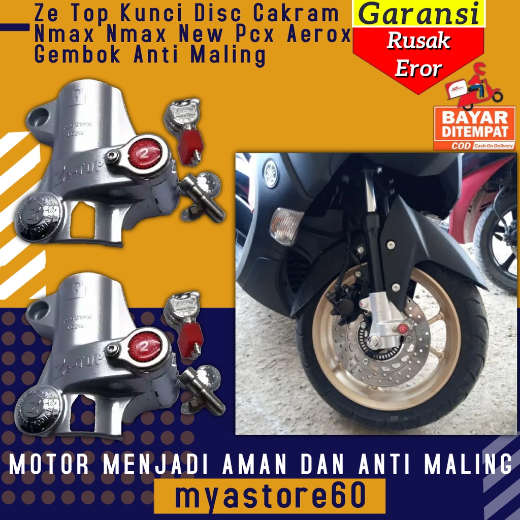 Ze Top Kunci Disc Cakram Kunci Lock Lok Chakram Nmax Nmax New Pcx Aerox Gembok Anti Rampok Maling Merk Ze Top