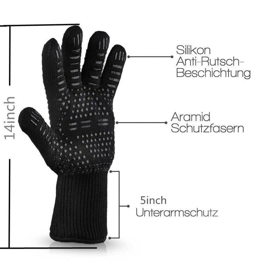 Sarung Tangan Anti Pisau &amp; Panas Heat Resistant Oven Gloves - W43 - Black