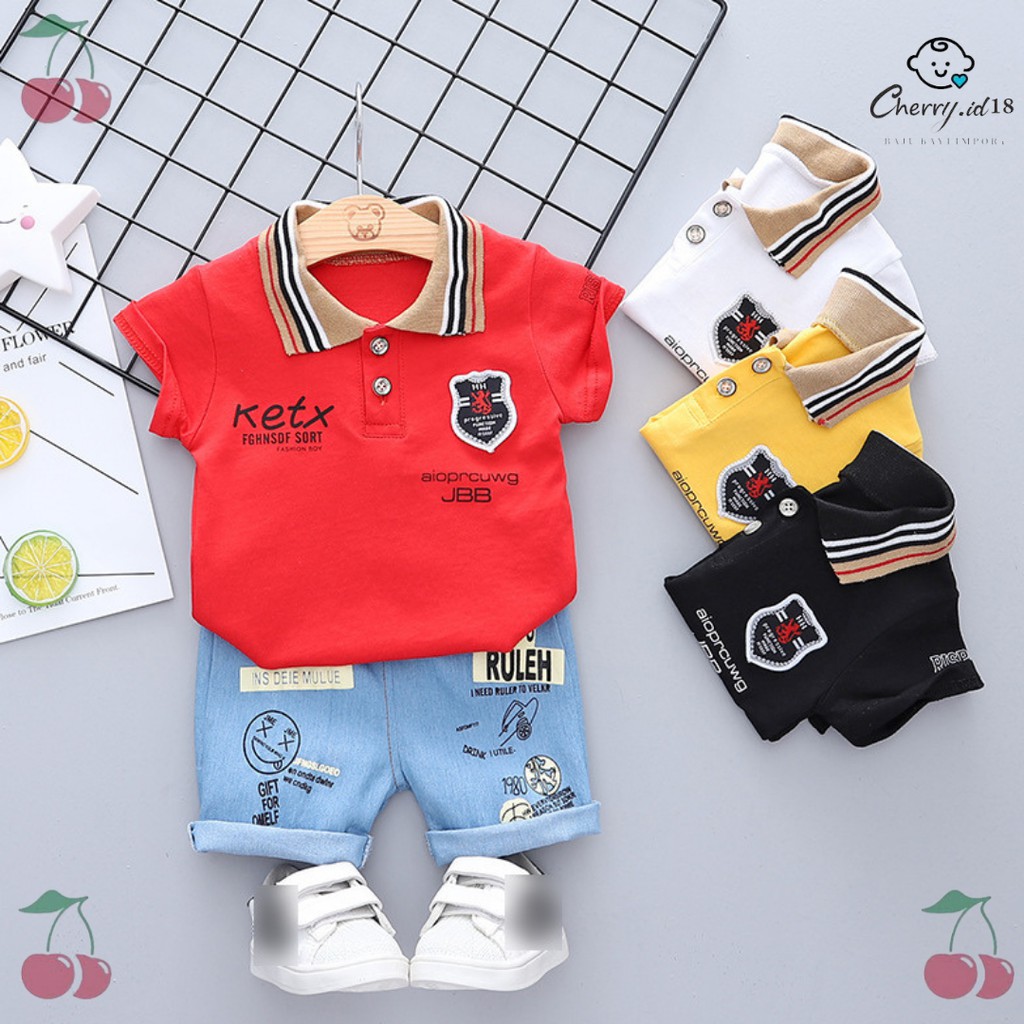 Cherry COD Setelan Baju Anak Import / Pakaian Anak Laki Laki Motif Ketx JBB - SB26