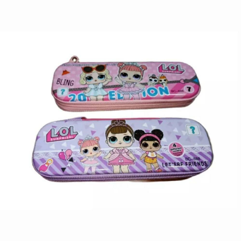 Kotak Pensil Kaleng dengan Resleting Karakter Kartun. Murah