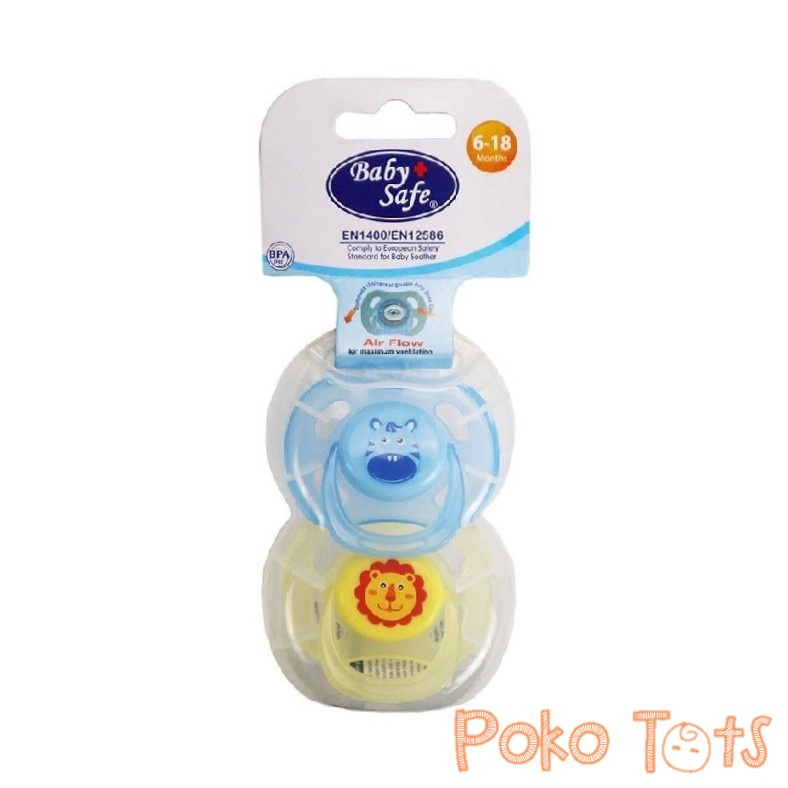 Baby Safe Air Flow Pacifier with Case Silicone Soothers Isi 2pcs Empeng Bayi