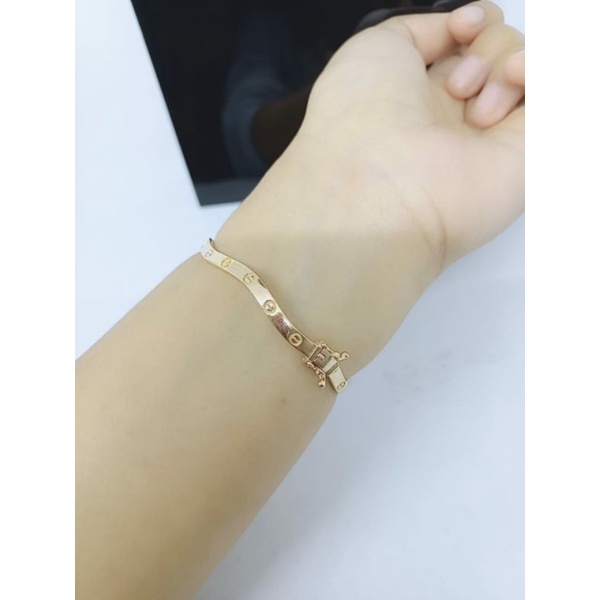 GELANG PERAK ASLI SILVER 925 LAPIS EMAS/GELANG BANGLE CART*ER GELOMBANG POLOS/ASLI SILVER/FASHION WANITA