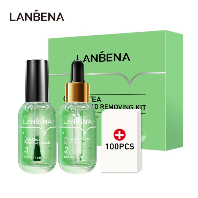 LANBENA GREEN TEA STEP 1 &amp; STEP 2  Untuk Menghilangkan Komedo + Mengecilkan Pori-Pori