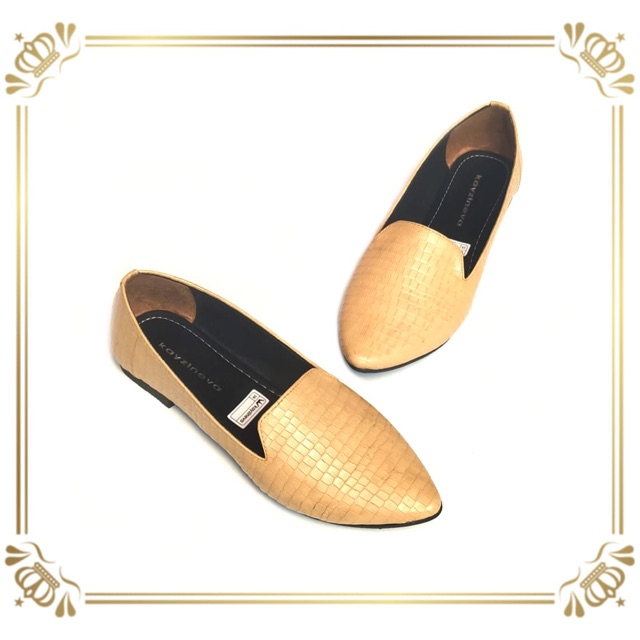 KAYZINEVA Sepatu Wanita Flat Shoes Croco Sol Karet Anti Slip
