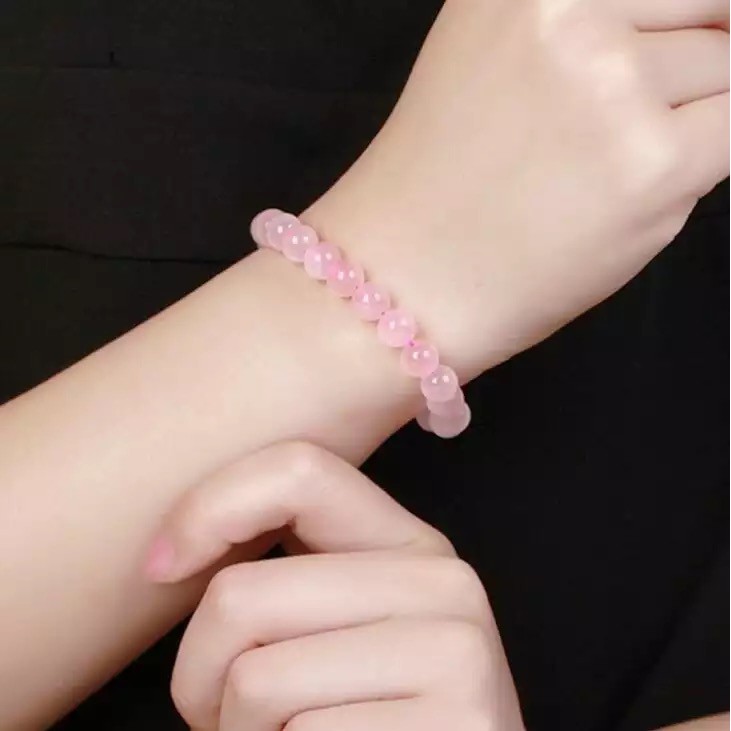 [Bayar di Tempat] GELANG BATU PINK QUARTZ ASLI ORIGINAL